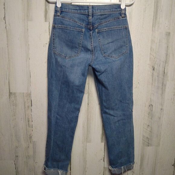 PacSun Jeans Women's Sz 24 Vintage Icon Raw Hem Blue Mid Rise Pants Ripp… - Picture 5 of 10